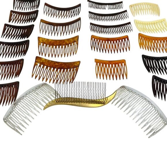 Goody Vintage Hair Combs Set Of 22 Brown White Clear Tortoise 80s Grandma - Picture 2 of 11